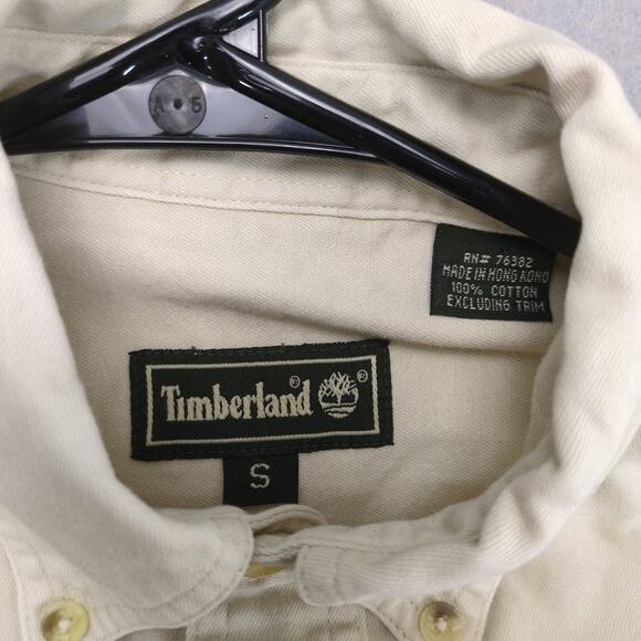 Vtg Timberland Men's S Beige Heavyweight Cotton Button Down Shirt Gorpcore Chore - Picture 3 of 6